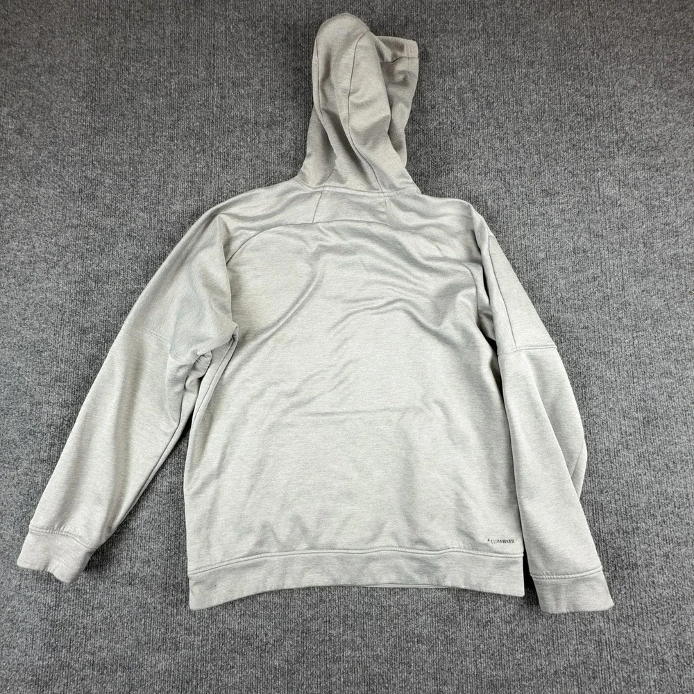 Adidas Hoodie Mens Large Gray ClimaWarm Thermal Kangaroo Pocket Logo Pullover
